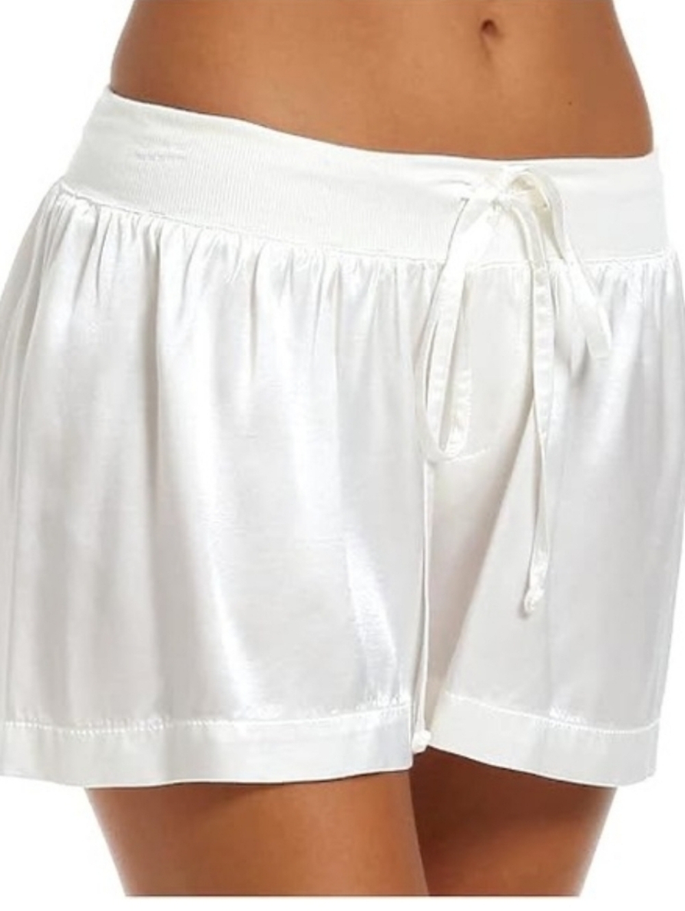 PJ Harlow Mikel Satin Boxer Pajamas Shorts Pearl White XSmall